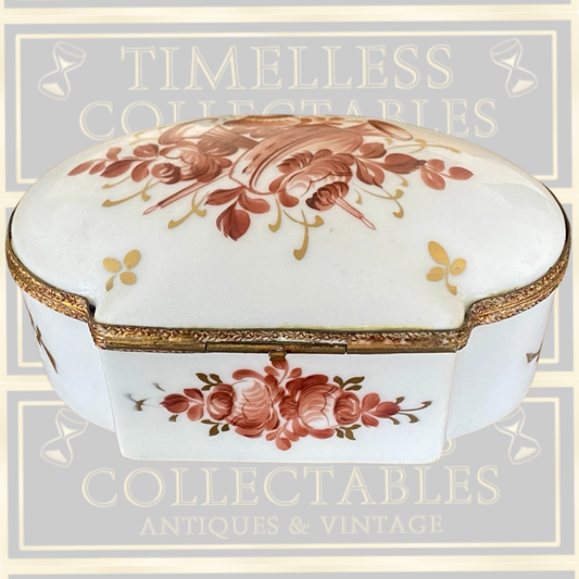 Antique French Samson Sevres Style Floral Hand Painted Trinket Dresser Jewelry Box