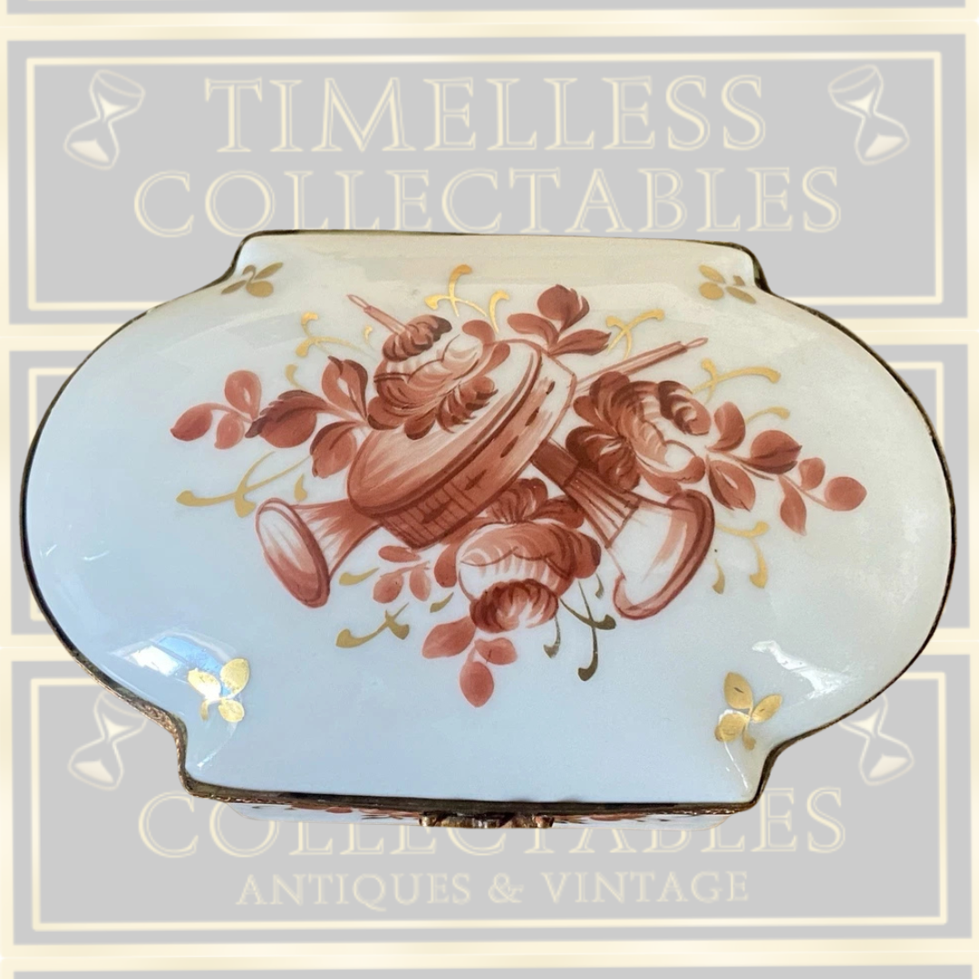 Antique French Samson Sevres Style Floral Hand Painted Trinket Dresser Jewelry Box