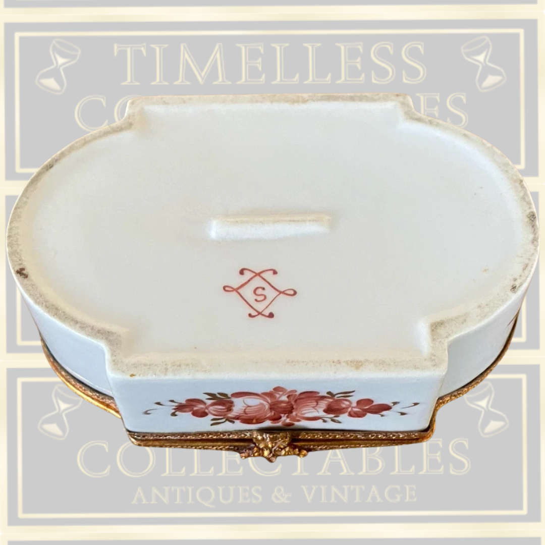 Antique French Samson Sevres Style Floral Hand Painted Trinket Dresser Jewelry Box