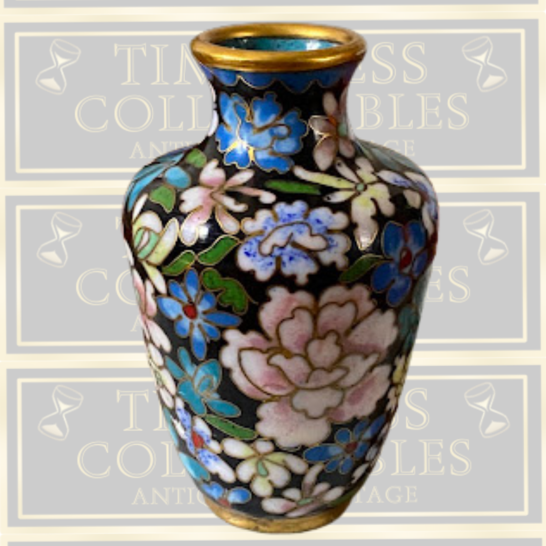 Vintage Chinese Floral Cloisonne Bud Vase