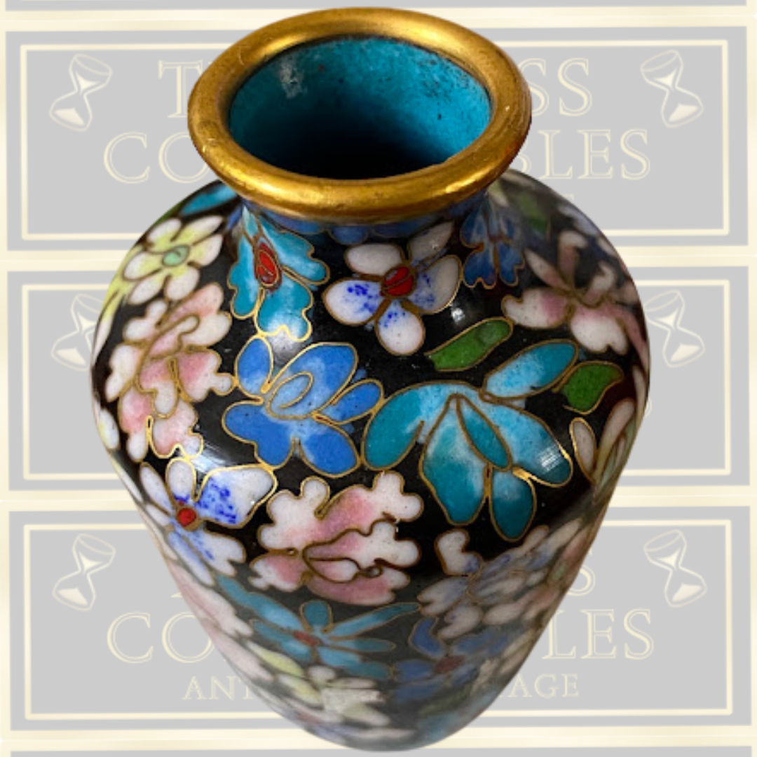 Vintage Chinese Floral Cloisonne Bud Vase