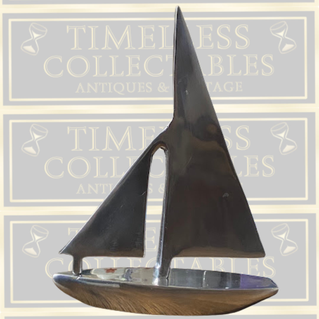 Vintage Ornamental Aluminium Yacht Sculpture-Nauticalia London