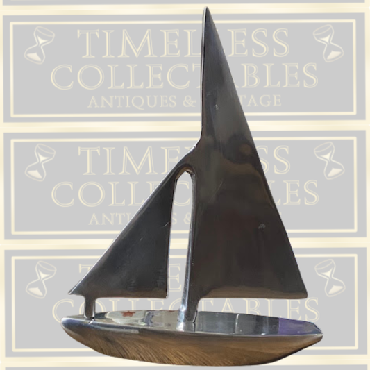 Vintage Ornamental Aluminium Yacht Sculpture-Nauticalia London