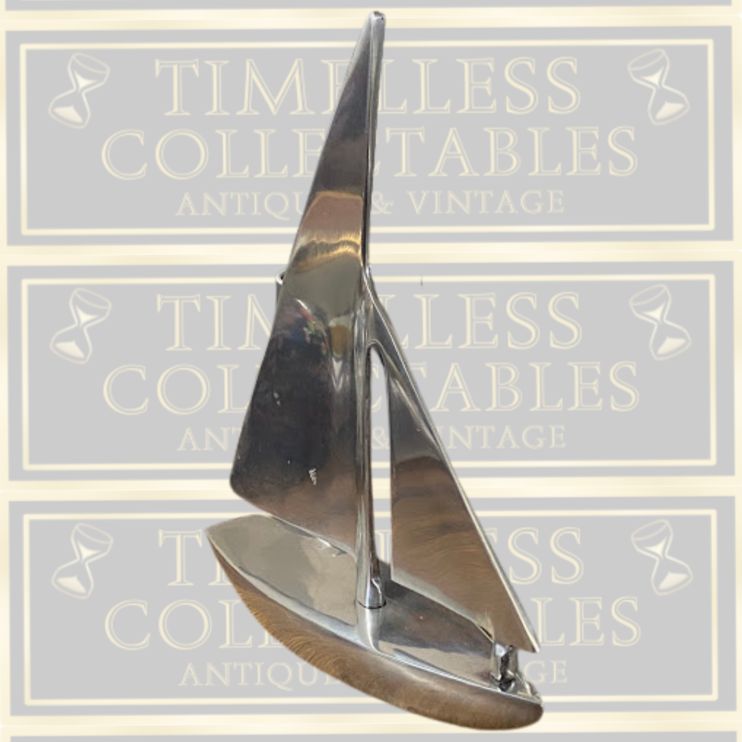Vintage Ornamental Aluminium Yacht Sculpture-Nauticalia London