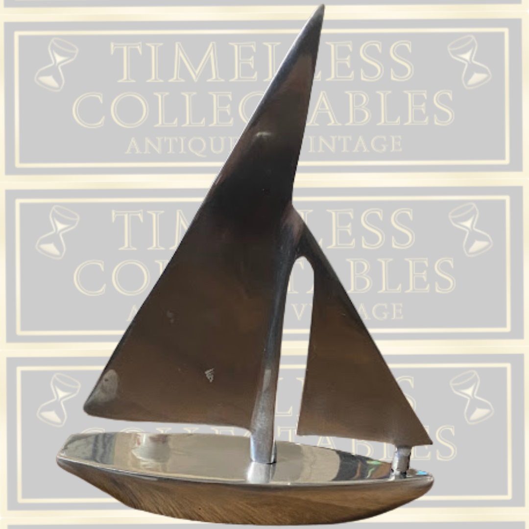 Vintage Ornamental Aluminium Yacht Sculpture-Nauticalia London