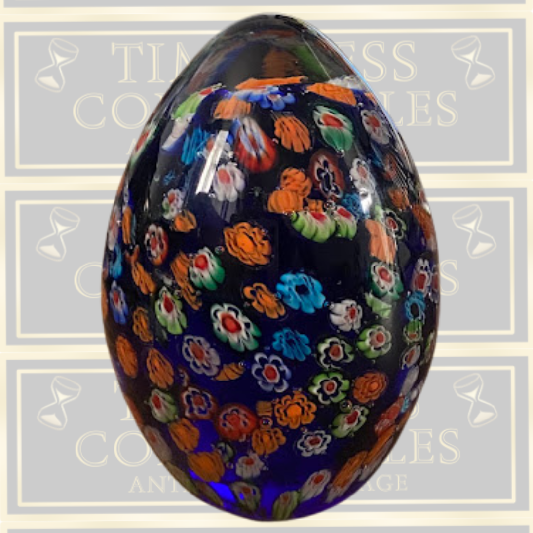 Vintage Murano Millefiori Egg Paperweight