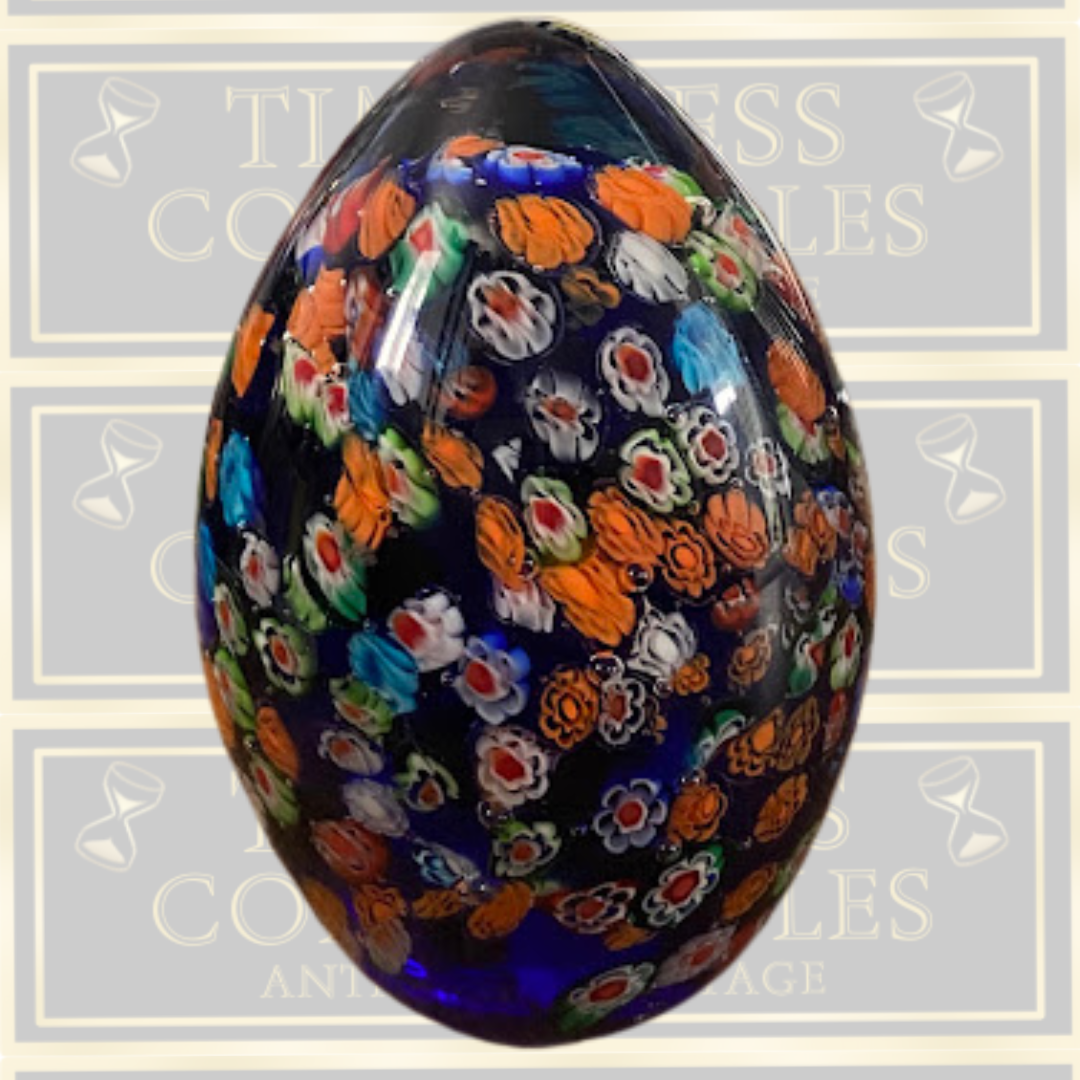 Vintage Murano Millefiori Egg Paperweight