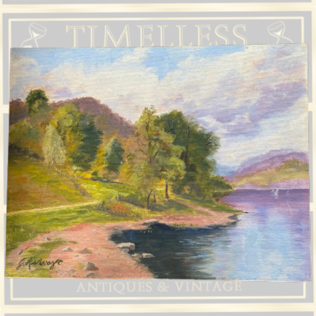 Vintage Oil Painting Lake Windermere