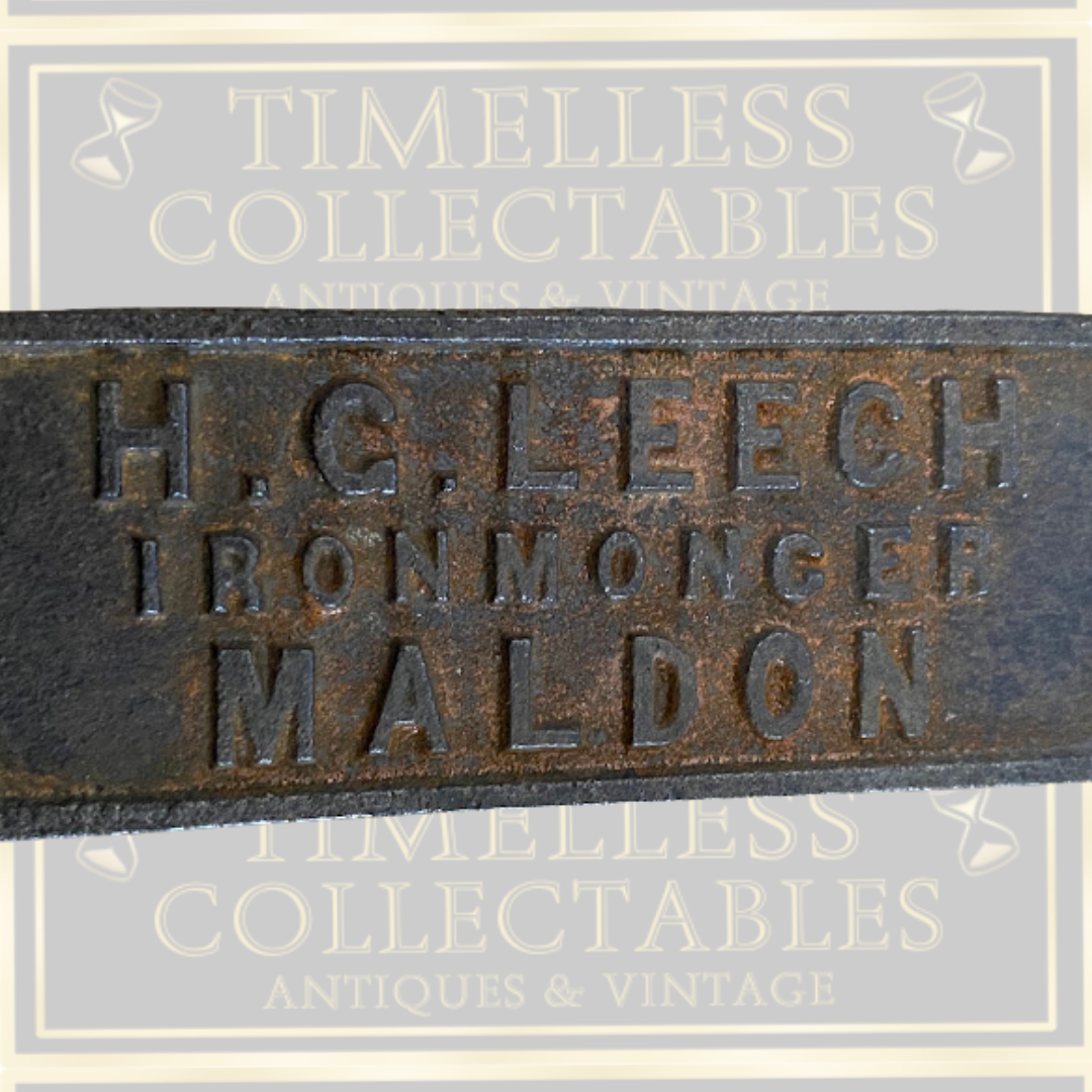 Vintage Cast Iron Nameplate H.G. Leech, Ironmonger