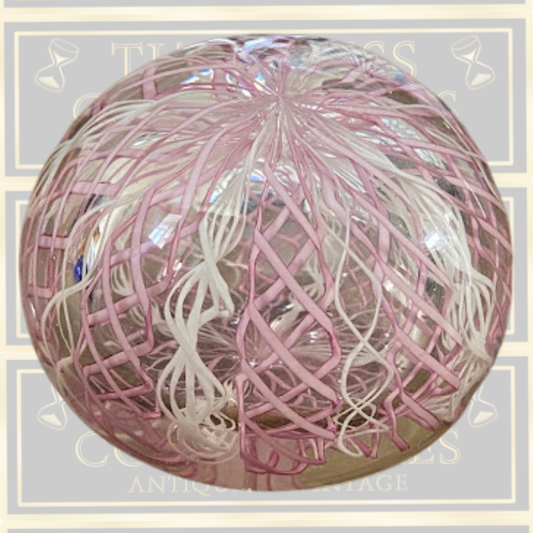 Vintage Murano Pink & White Latticino Glass Paperweight