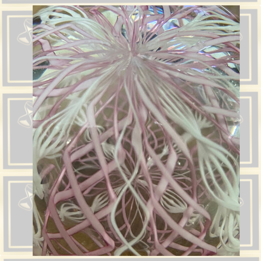 Vintage Murano Pink & White Latticino Glass Paperweight