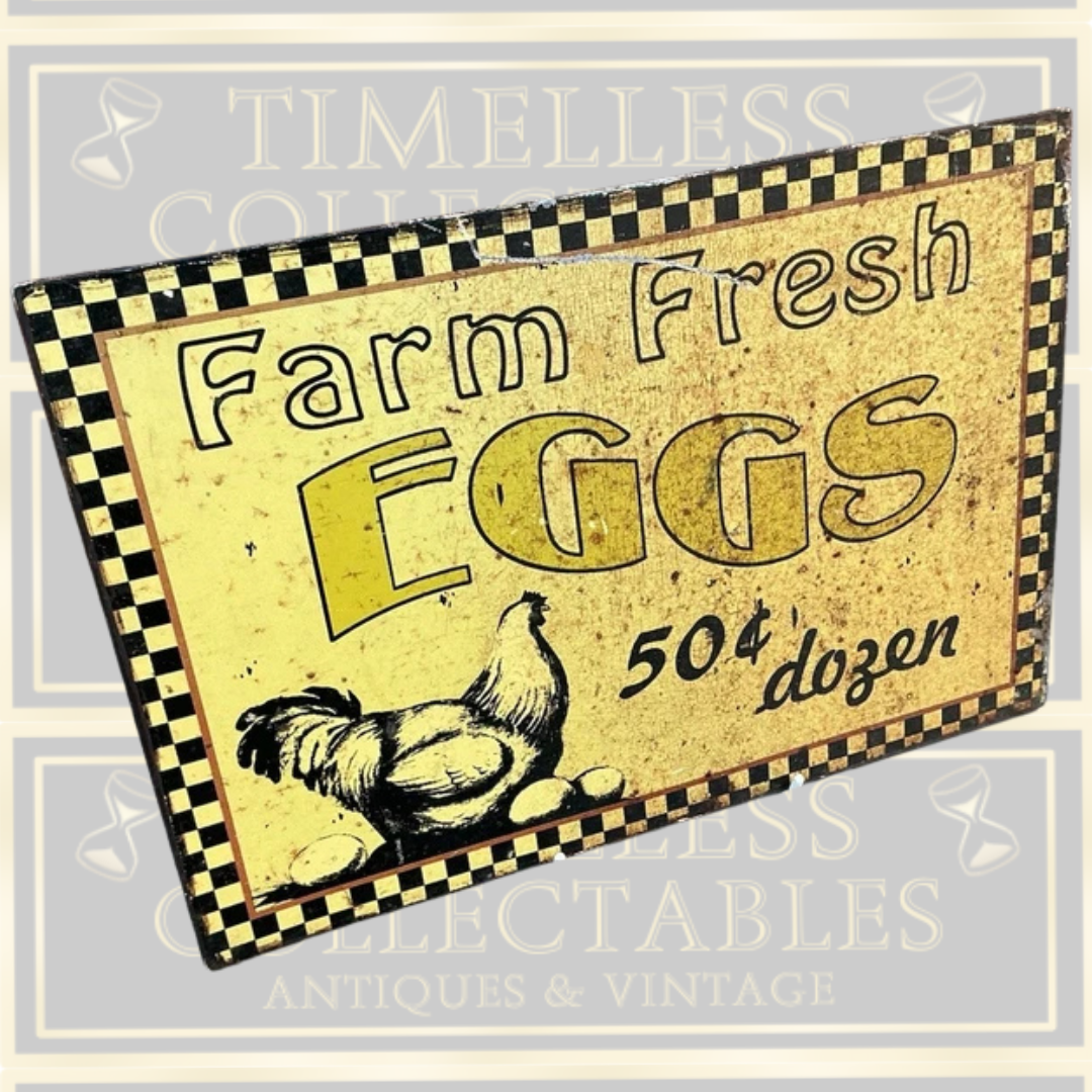 Vintage Original Farm Fresh Eggs Tin Sign