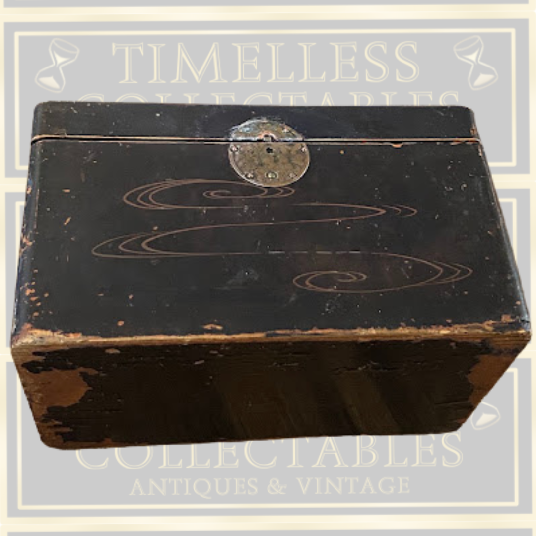Antique Asian Lacquered Wood Double Tea Caddy