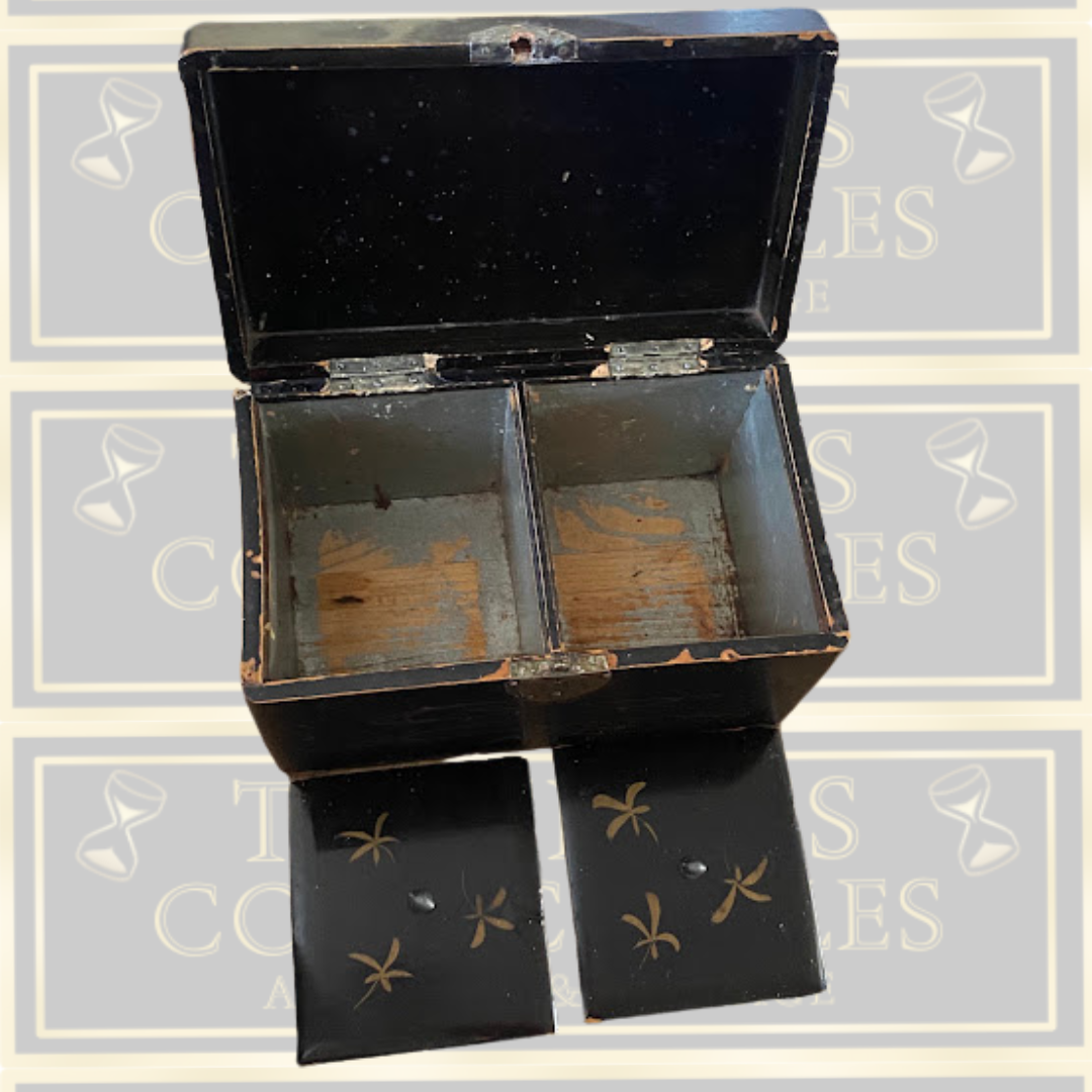 Antique Asian Lacquered Wood Double Tea Caddy