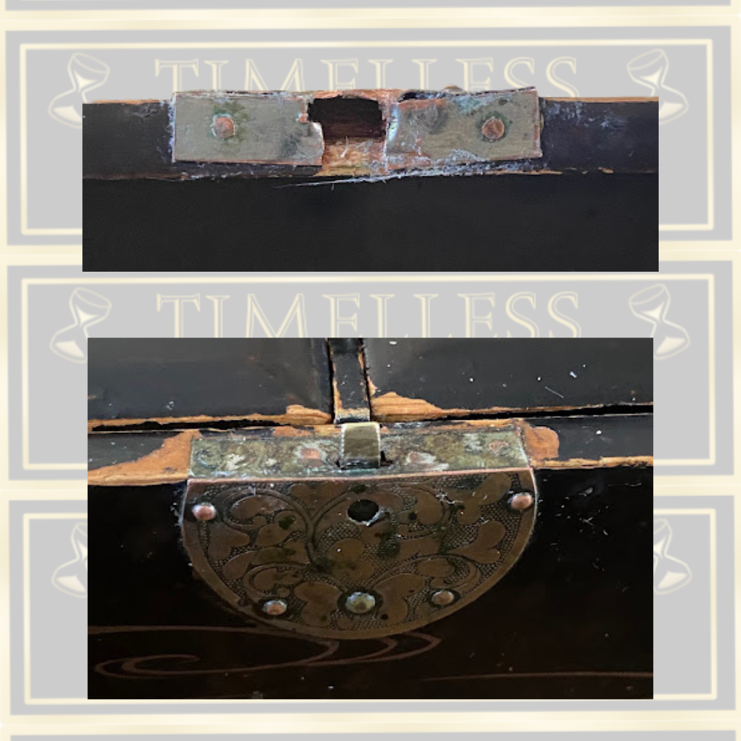 Antique Asian Lacquered Wood Double Tea Caddy