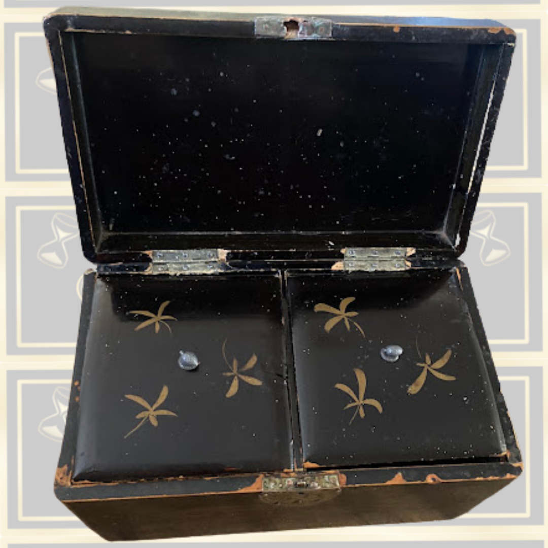 Antique Asian Lacquered Wood Double Tea Caddy