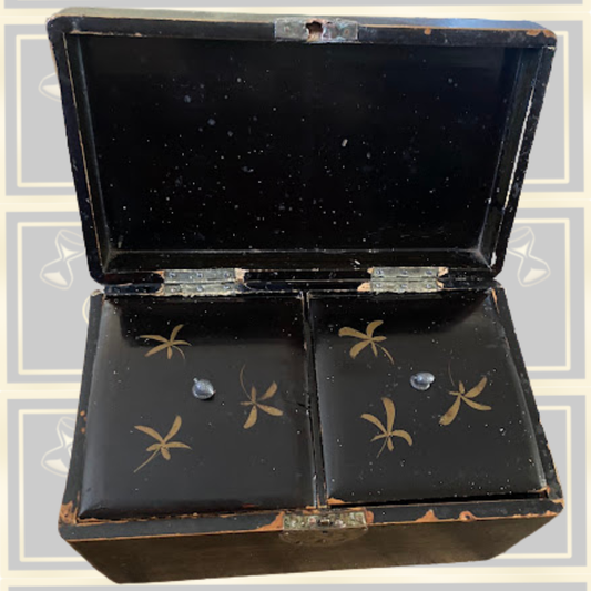 Antique Asian Lacquered Wood Double Tea Caddy