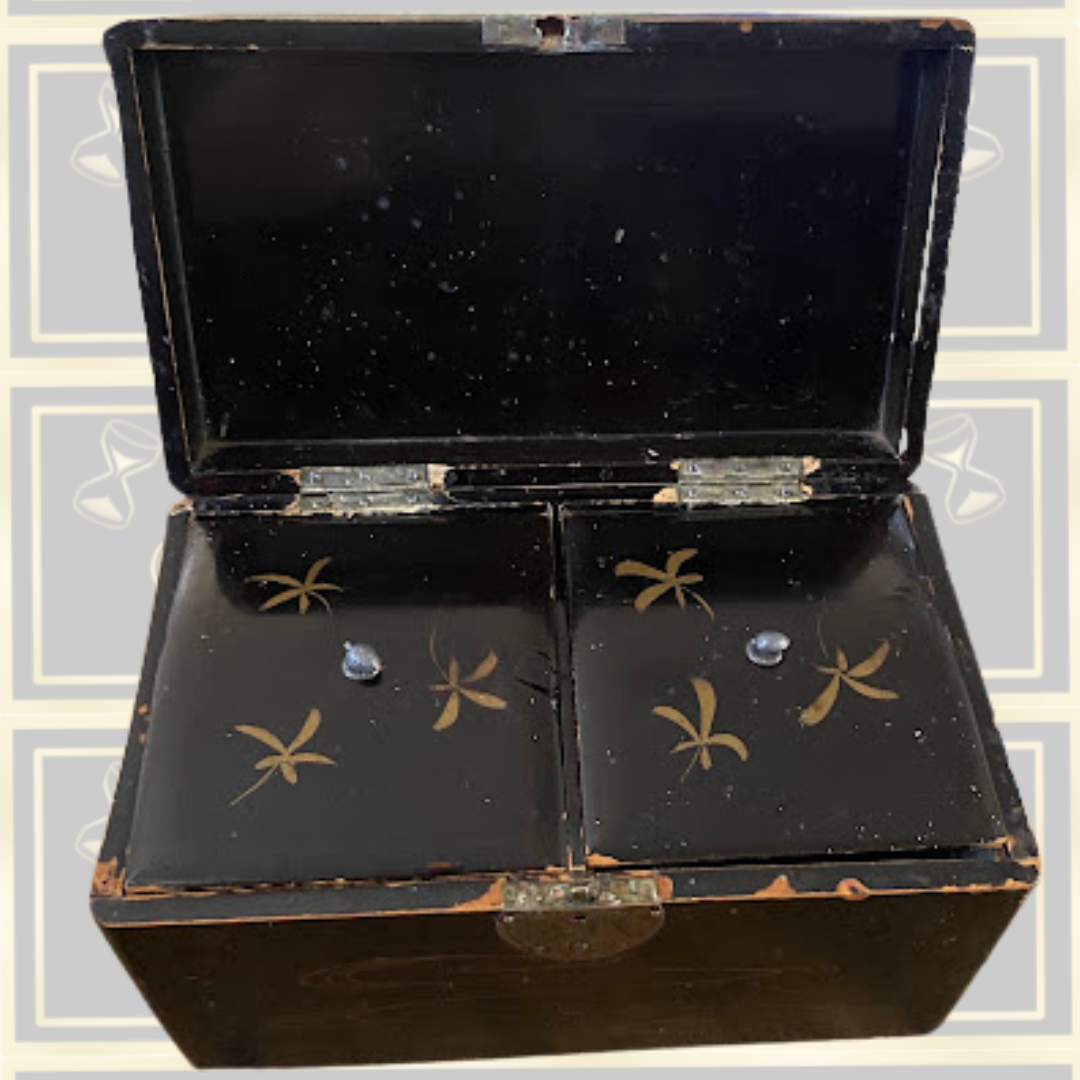 Antique Asian Lacquered Wood Double Tea Caddy