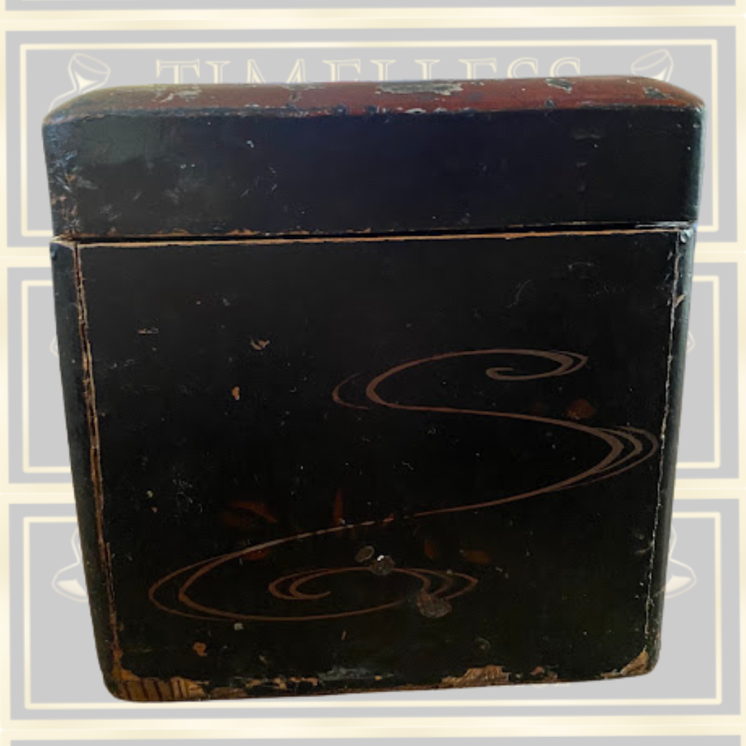 Antique Asian Lacquered Wood Double Tea Caddy