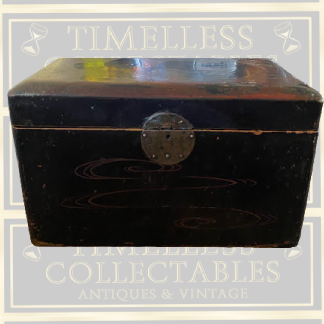 Antique Asian Lacquered Wood Double Tea Caddy