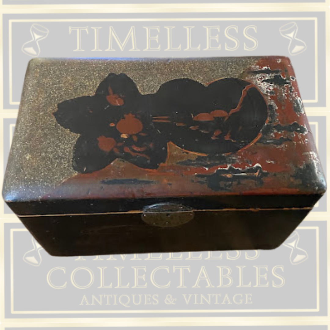 Antique Asian Lacquered Wood Double Tea Caddy