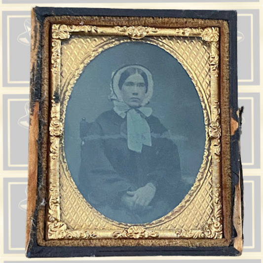 Antique Victorian Ambrotype Woman Floral Headdress Photograph