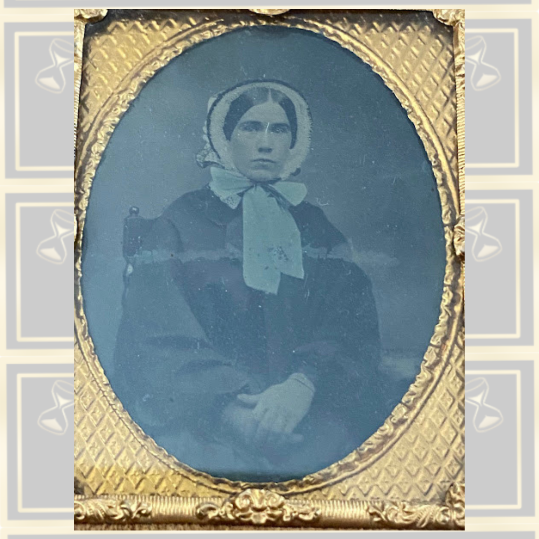 Antique Victorian Ambrotype Woman Floral Headdress Photograph
