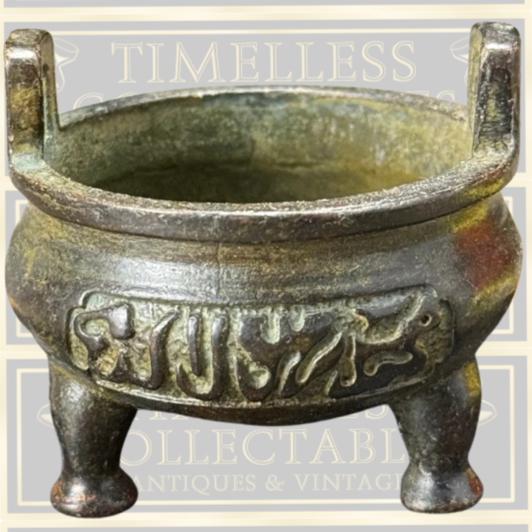 Antique Small Bronze Chinese Bronze Tripod Incense Burner