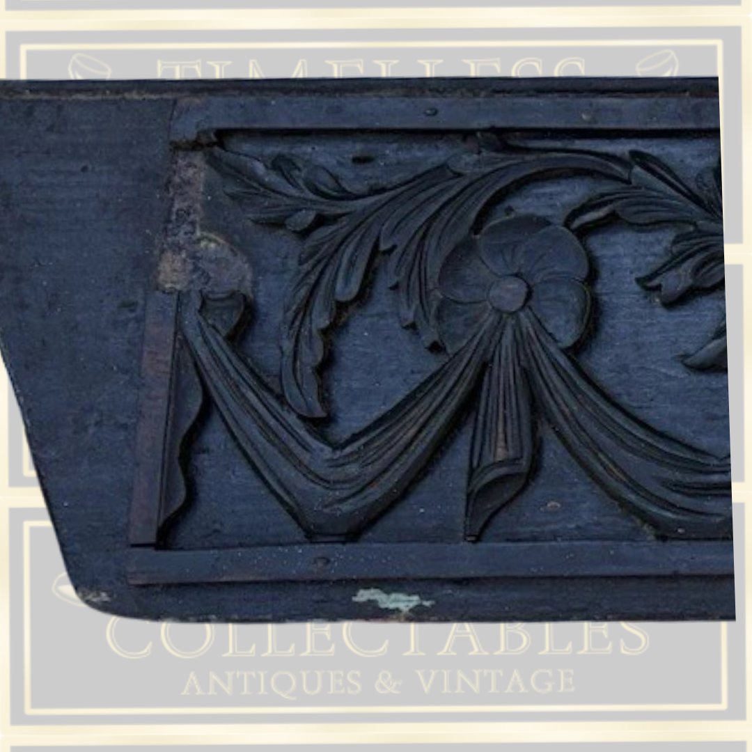 Antique Decorative Hand Carved Neoclassical Style Relief Wood Panel