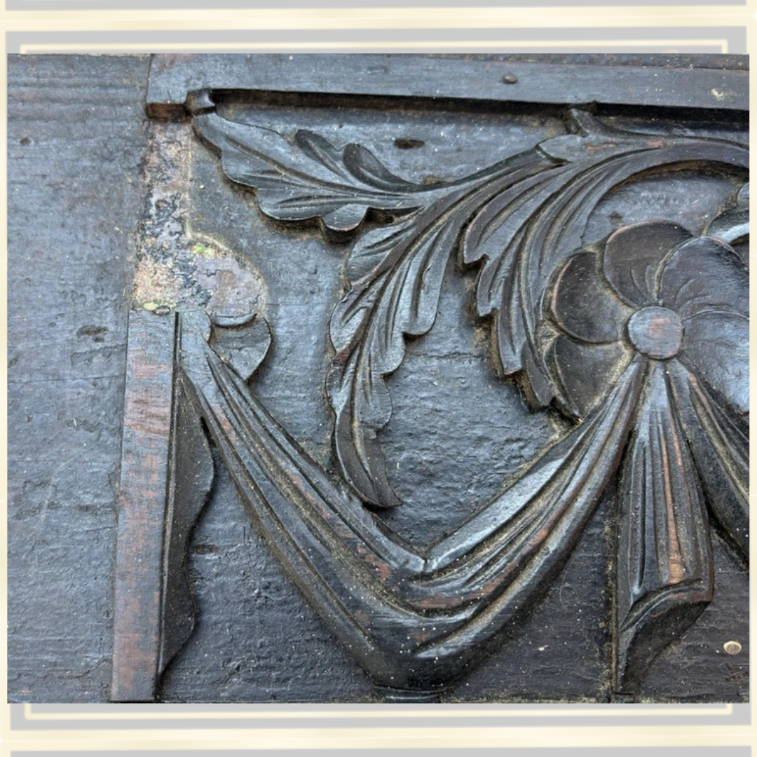 Antique Decorative Hand Carved Neoclassical Style Relief Wood Panel
