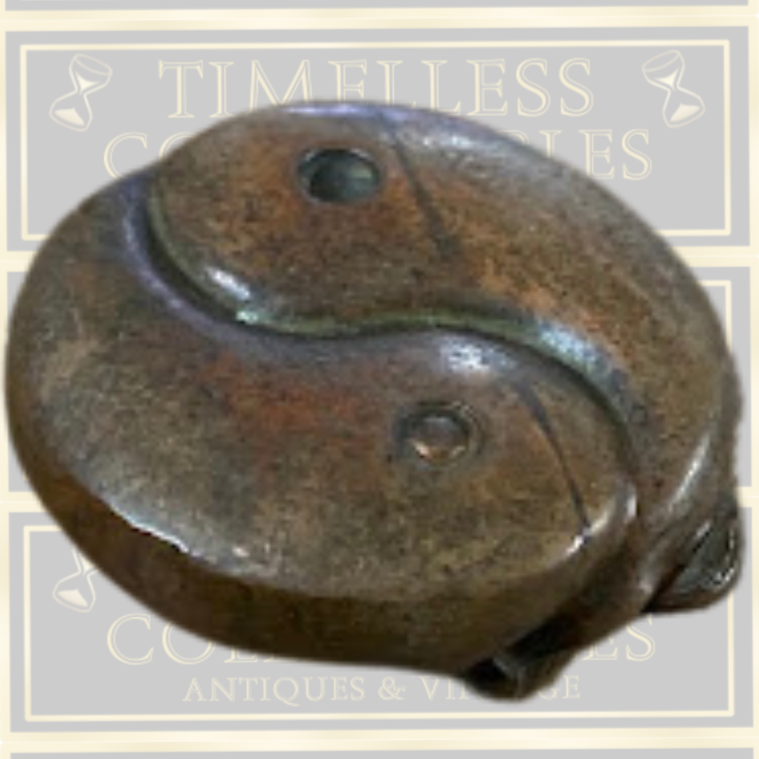 Antique Solid Bronze Tai Chi Double Ox Tea Pet Ornament