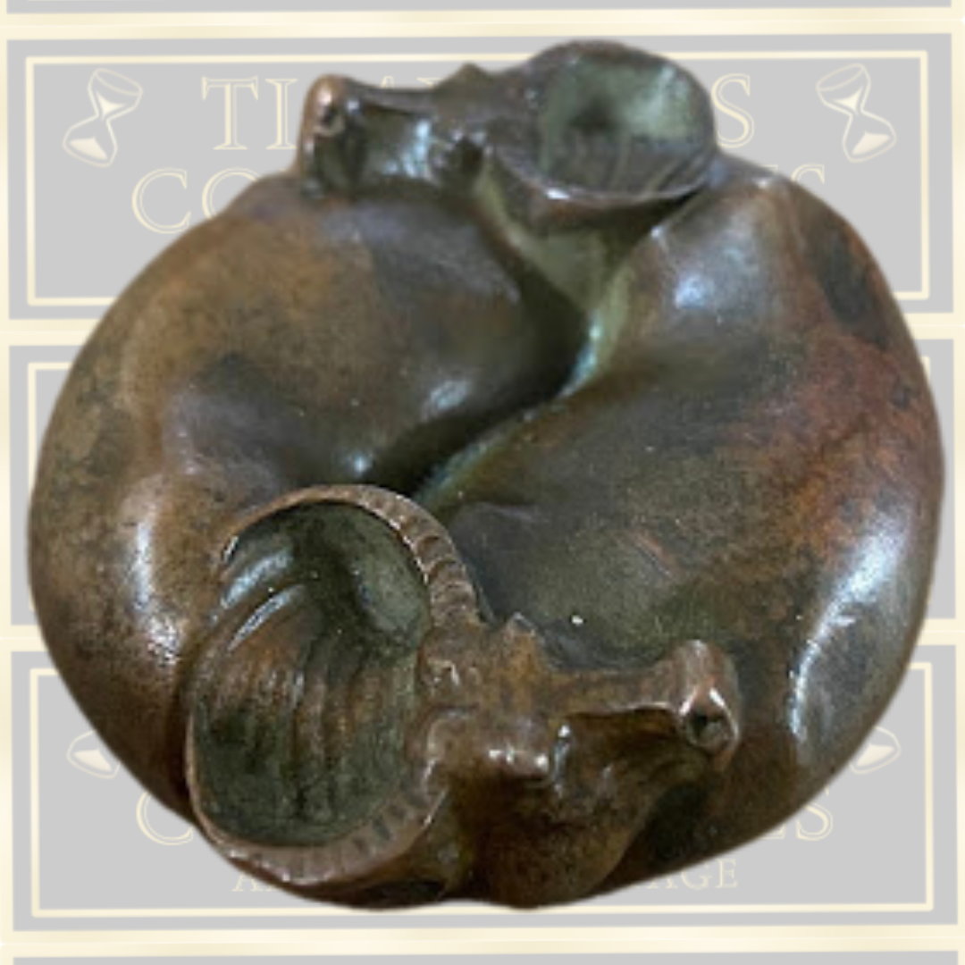 Antique Solid Bronze Tai Chi Double Ox Tea Pet Ornament