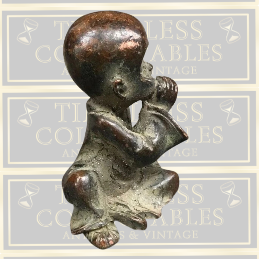 Antique Bronze Little Monk with Smiling Face