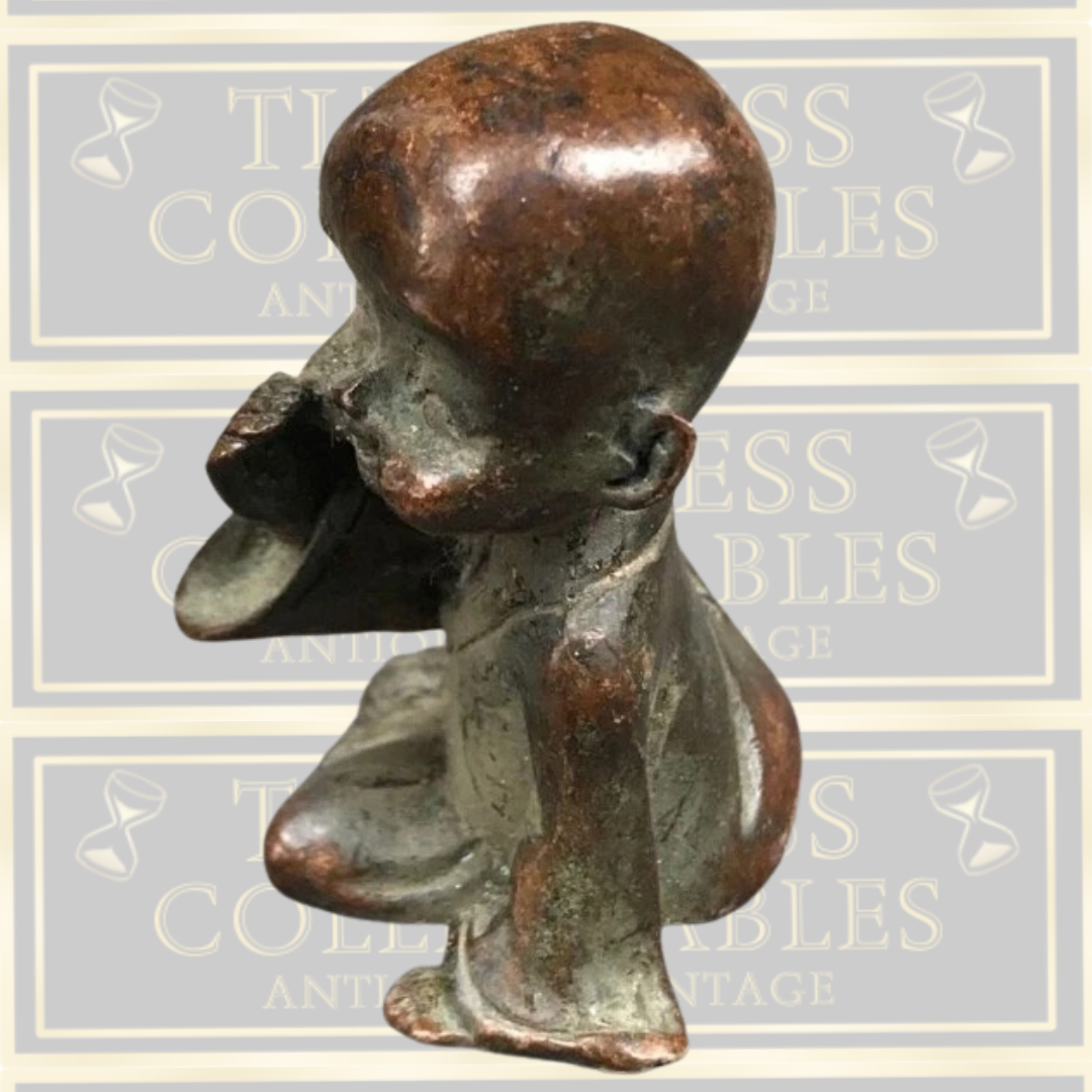 Antique Bronze Little Monk with Smiling Face