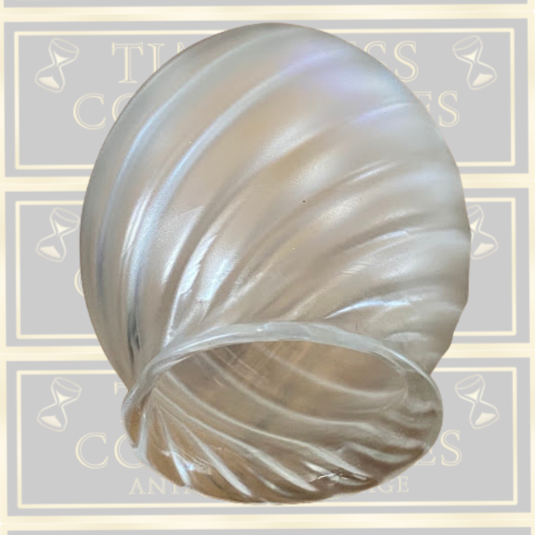 Early 20th-Century Vintage Brass Light & Satin-Frosted Glass Shade