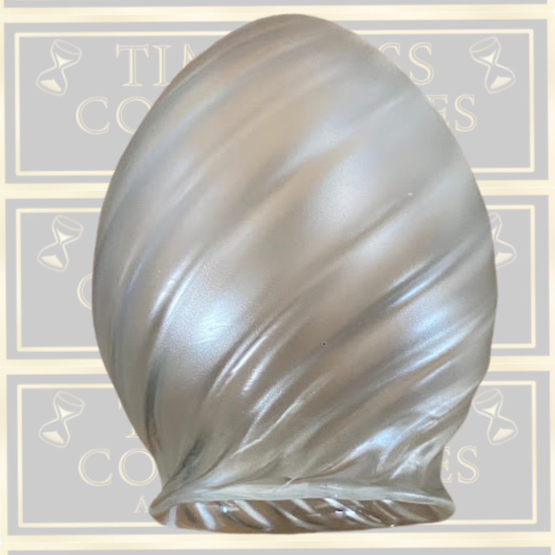 Early 20th-Century Vintage Brass Light & Satin-Frosted Glass Shade