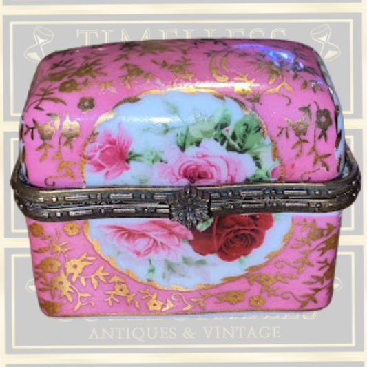 Vintage Floral Pink Hinged Pill Box
