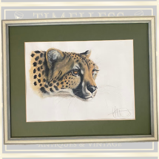 Coloured Pencil & Watercolour Painting Cheetah's Head