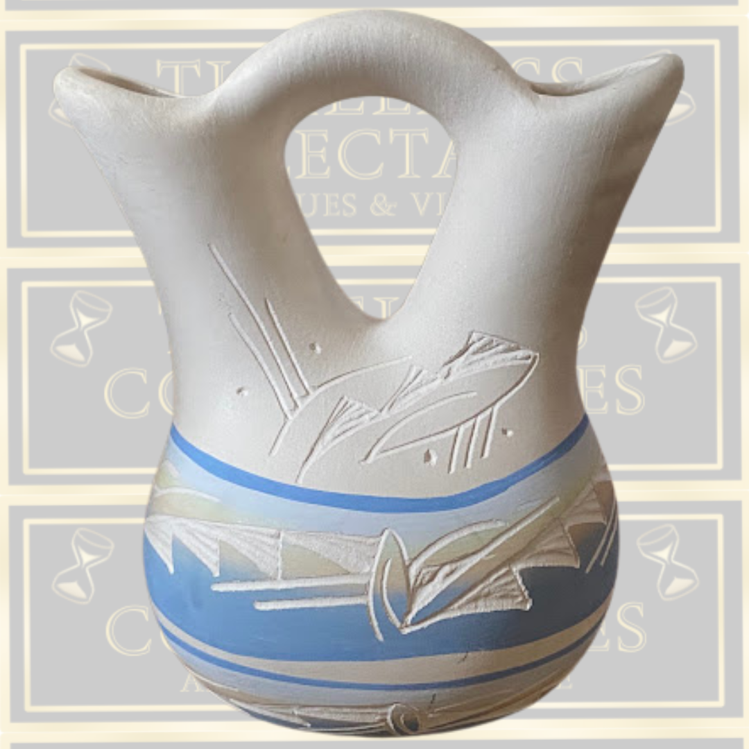 Vintage Hand Painted Native Navajo American Pottery Wedding Vase