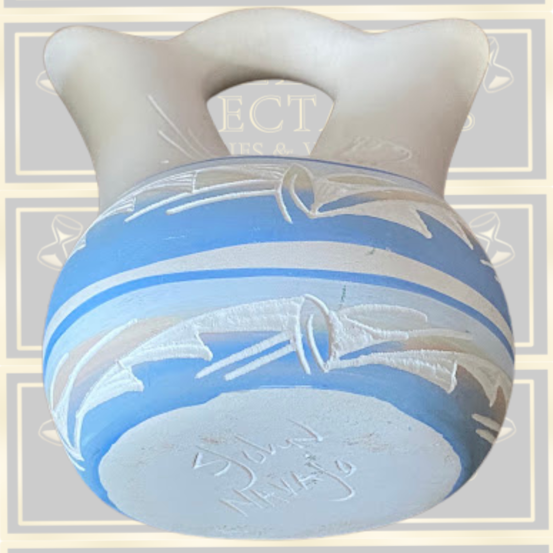 Vintage Hand Painted Native Navajo American Pottery Wedding Vase