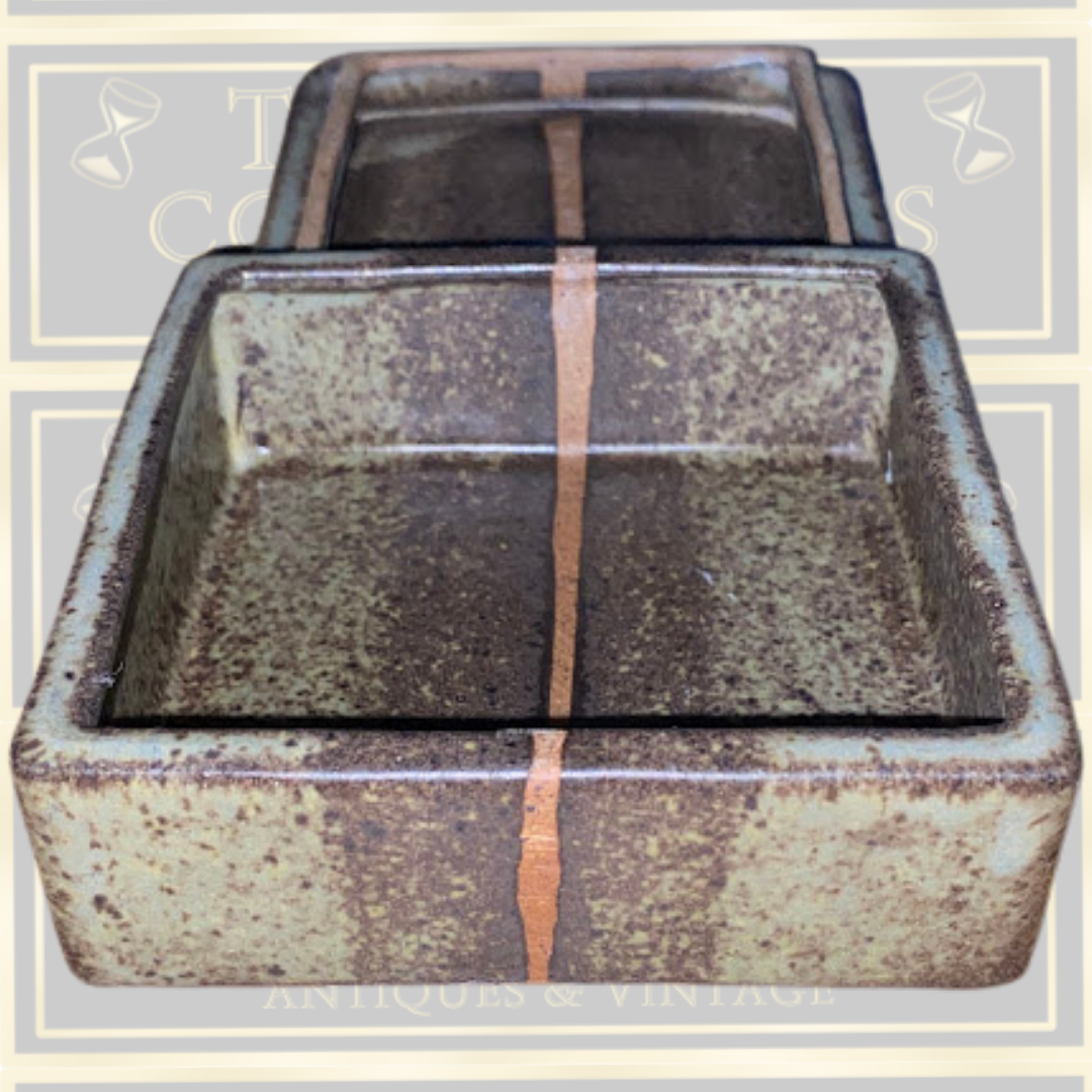 Vintage Earthy Aesthetic Mottled Green Brown Glaze