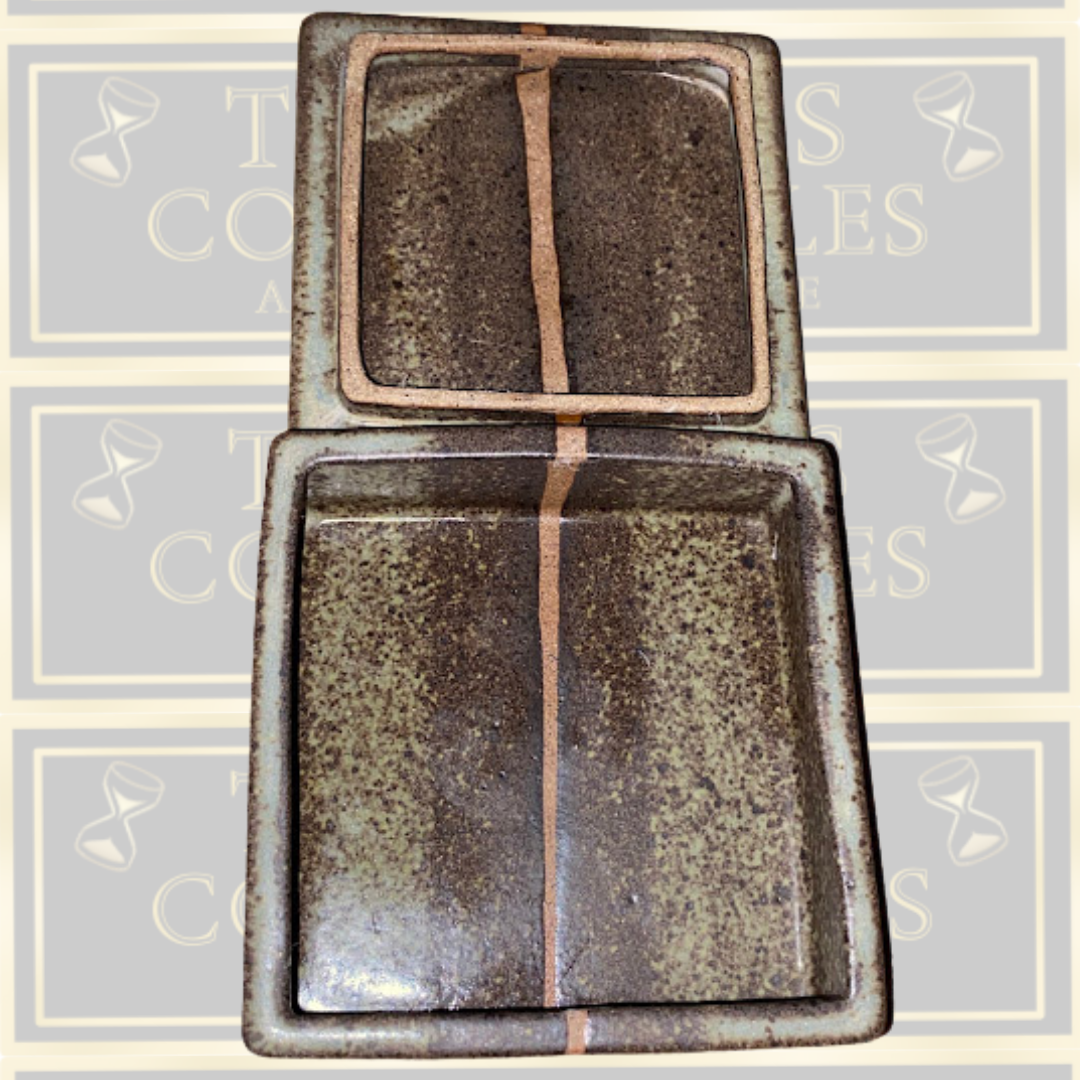 Vintage Earthy Aesthetic Mottled Green Brown Glaze