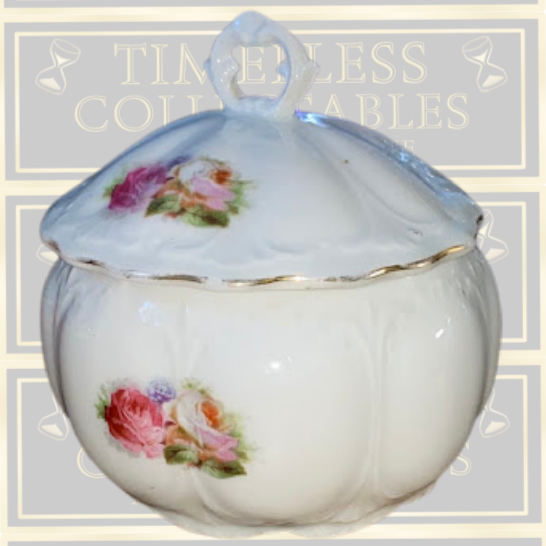 Vintage Bohemian Lidded Roses Trinket Jar Wehinger & Co