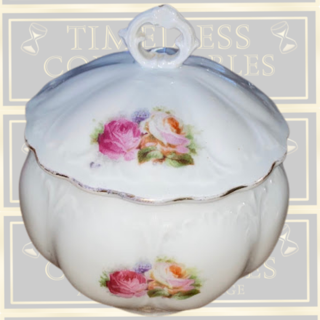 Vintage Bohemian Lidded Roses Trinket Jar Wehinger & Co
