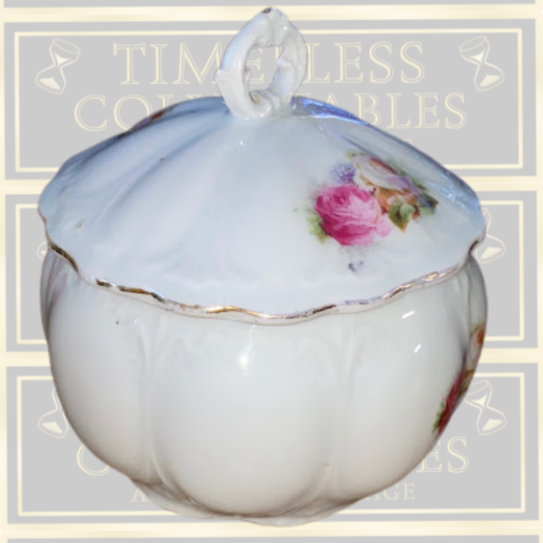 Vintage Bohemian Lidded Roses Trinket Jar Wehinger & Co