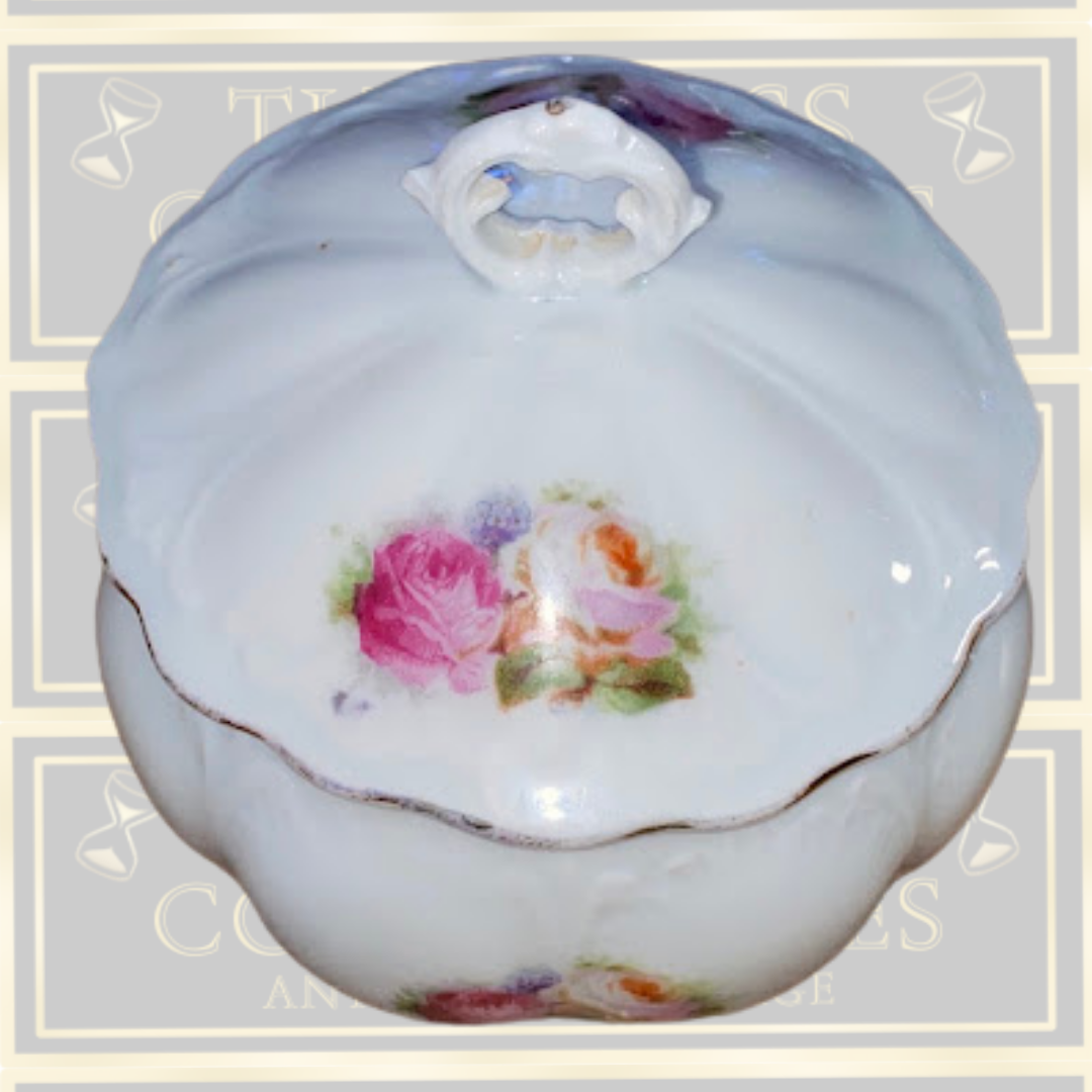 Vintage Bohemian Lidded Roses Trinket Jar Wehinger & Co