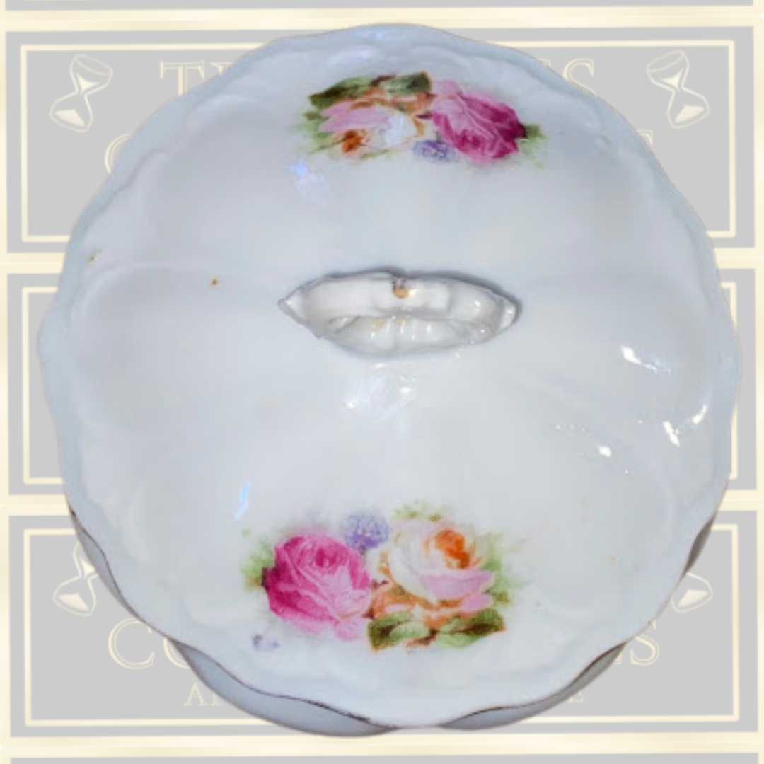 Vintage Bohemian Lidded Roses Trinket Jar Wehinger & Co