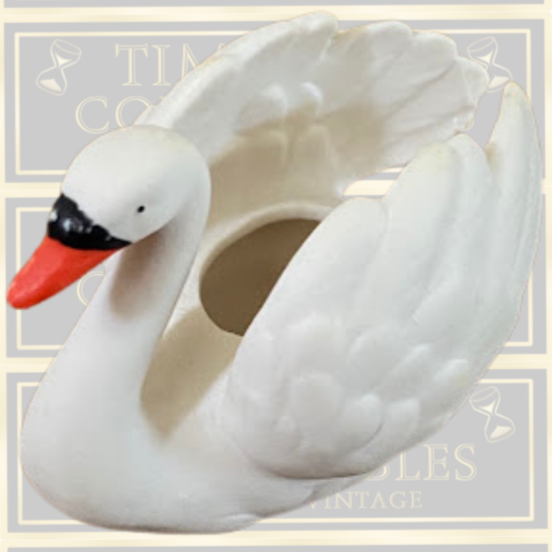 Three Vintage Goebel White Porcelain Swan Figurine West Germany