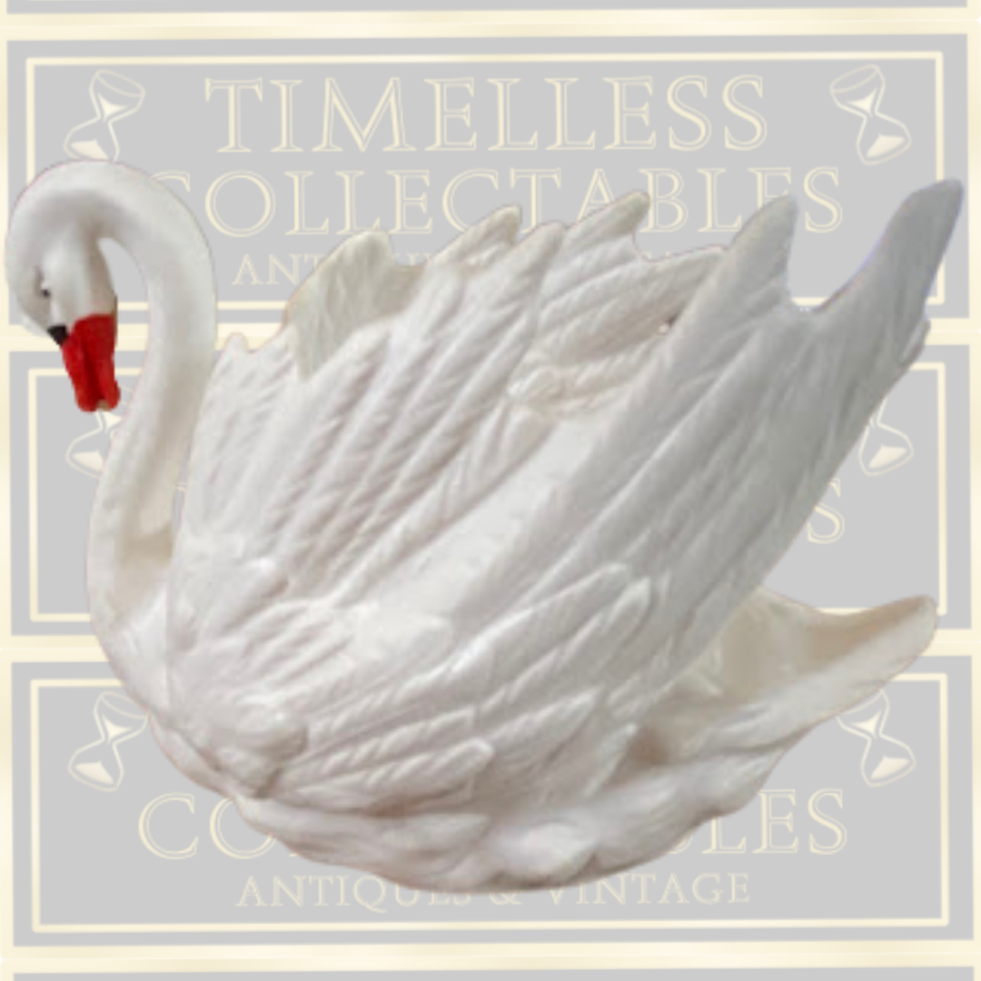 Three Vintage Goebel White Porcelain Swan Figurine West Germany
