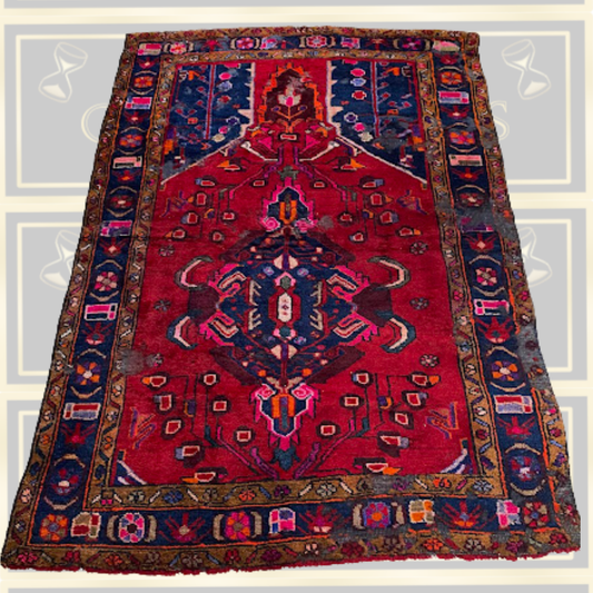 Vintage Hand-knotted Persian Hamadan Vibrant Tribal Rug
